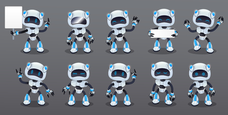 Robots set vector with emotionsのイラスト素材