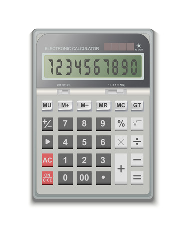 Calculator 3d realistic in vector, for calculating loan, credit, finance, money, business. Isolated on white background.のイラスト素材