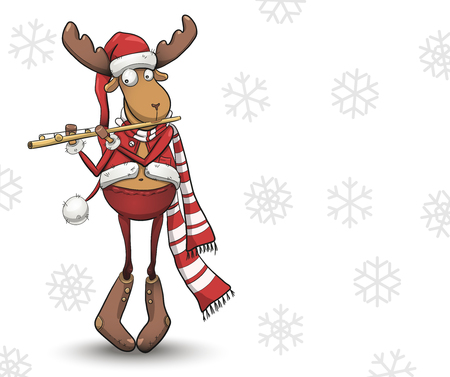 Christmas deer in vector, postcard banner congratulations with Christmas and happy new year, happy holidays!のイラスト素材