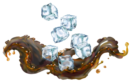 Cola splash transparent vector 3d illustration realistic for your design. Clip art.のイラスト素材