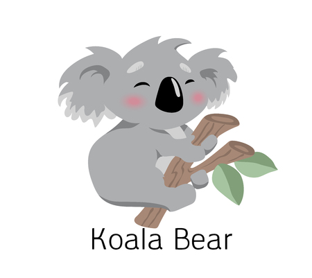 Koala cute bear in vector. Illustration kid, an Australian animal, sitting.のイラスト素材