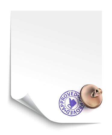 Put a stamp, print on a white sheet of paper, ink on paper, signing a contract, contract, document.の写真素材