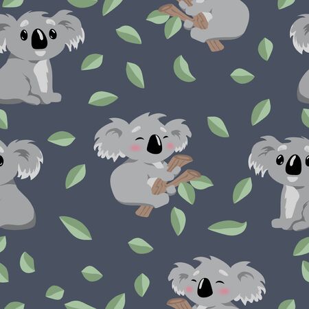 Seamless pattern cute australian flat style koala, kids illustration, print for t-shirt and notepadの写真素材