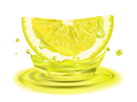 Fresh juice with a slice of lemon, a refreshing summer drink with ice. Healthy vitamin cocktail, lemonade.の写真素材