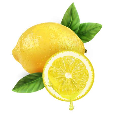 Fresh juice with a slice of lemon, a refreshing summer drink with ice. Healthy vitamin cocktail, lemonade.の写真素材