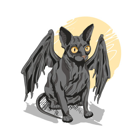 Sphynx cat drawn for prints on posters, t-shirtsのイラスト素材