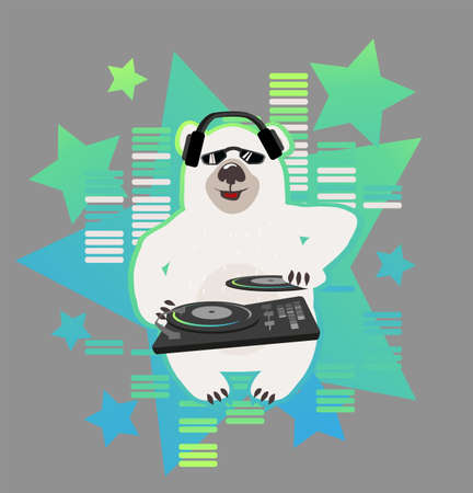 White polar bear in winter before Christmas and Happy New Year, postcardの写真素材
