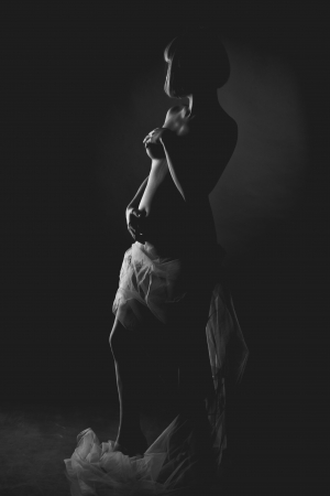 Silhouette of pregnant womanの写真素材