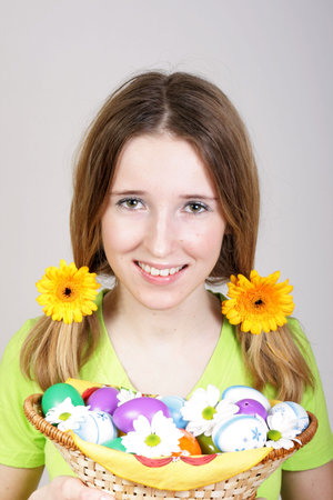 smiling girl and easter egg