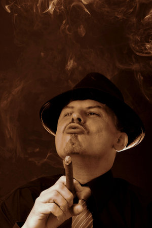 man smoking cigarの写真素材