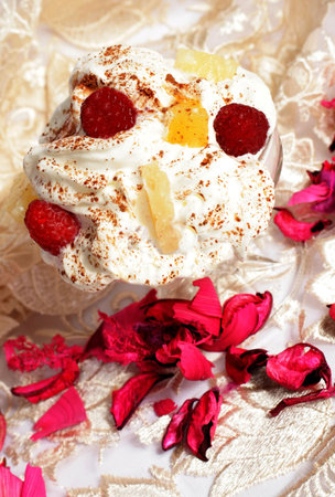 Cup of fruits ice creamの写真素材