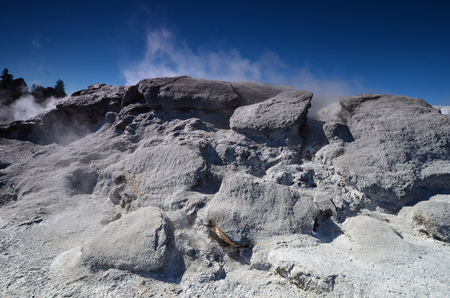 Whakarewarewa - short name, it sounds completely the same as Te Whakarewarewatanga O Te Ope Taua A Wahiao, and means "rebellion Vahiao warriors." New Zelandiya.Vsego are more than 500 mud pools and 60 geyzerov.Samy large geyser - Pohutu, he can shoot the の写真素材