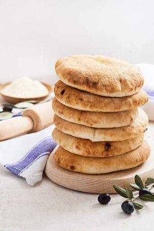Puccia salentina- traditional Italian flatbread, Puglia.の写真素材