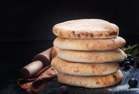 Puccia salentina- traditional Italian flatbread, Puglia.の写真素材