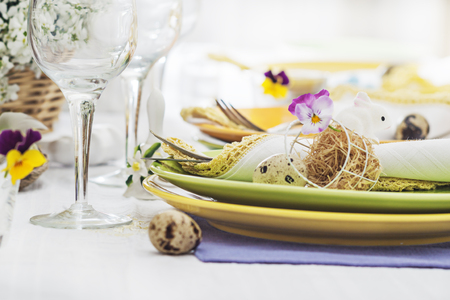 Spring holiday Easter table setting,の写真素材