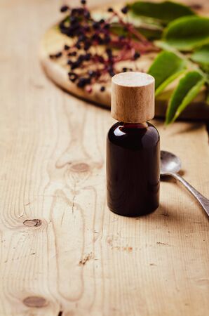 Elderberry syrup. Homemade remedy for Immune boosting for flu season, colds.の写真素材