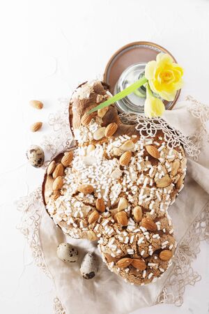 Cake with nuts on whiteの写真素材