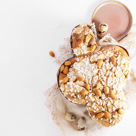 Cake with nuts on whiteの写真素材