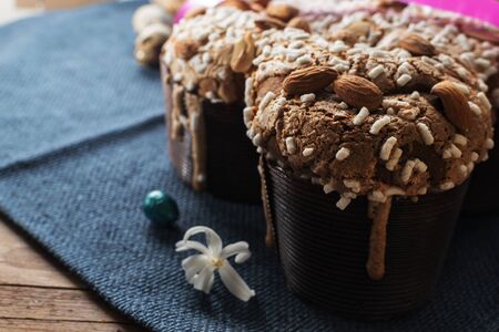 Cake on old rustic grey board.の写真素材