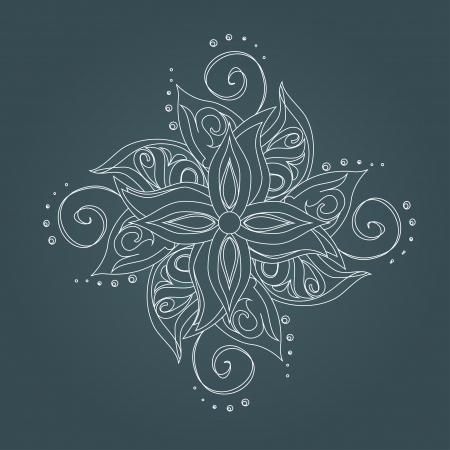 Abstract floral pattern  Stylized flower against dark green backgroundのイラスト素材