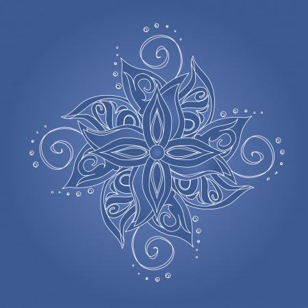 Abstract floral pattern  Stylized flower against blue backgroundのイラスト素材