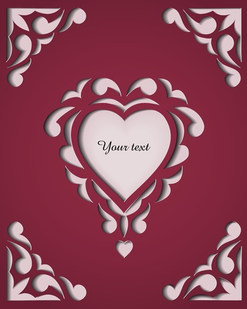 Paper cutout card with heart  Template frame design の写真素材
