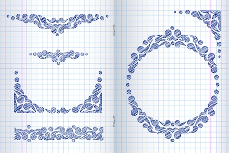 Ornate frames and borders on a squared paper backgroundのイラスト素材