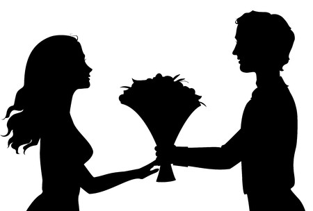 Silhouettes of man and womanのイラスト素材