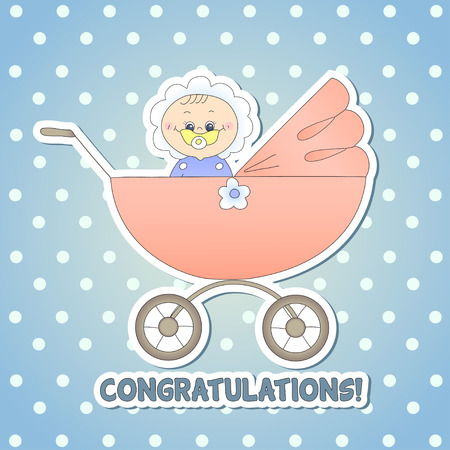 Card with a child in a carriageのイラスト素材