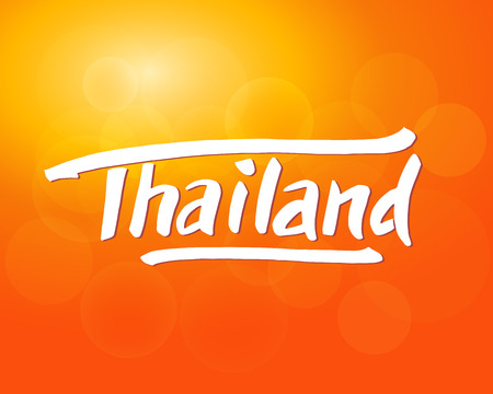Thailand hand drawn lettering. Typographic design elements.のイラスト素材