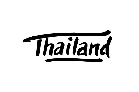 Thailand hand drawn lettering. Typographic design elementsのイラスト素材