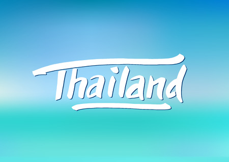 Thailand hand drawn lettering. Typographic design elementsのイラスト素材