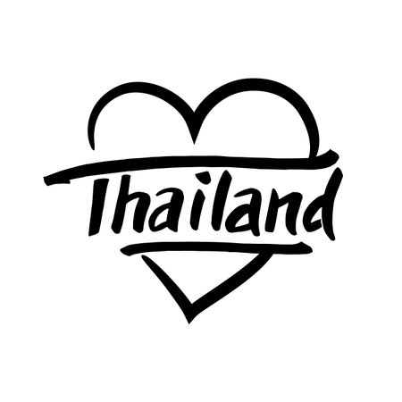 Thailand hand drawn lettering. Typographic design elementsのイラスト素材