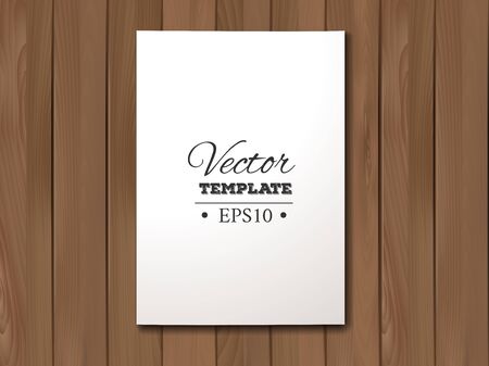 Template of a blank paper sheet on a wooden background. のイラスト素材