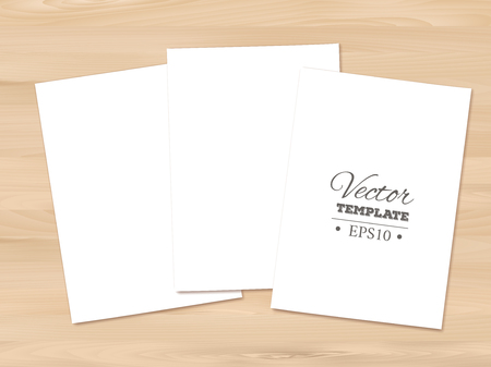 Template of a blank paper sheet on wooden backgroundのイラスト素材
