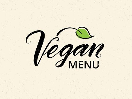 Vegan menu hand drawn brush lettering.のイラスト素材
