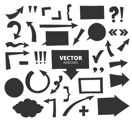 Set of hand drawn arrows and cartoon design elements isolated onのイラスト素材