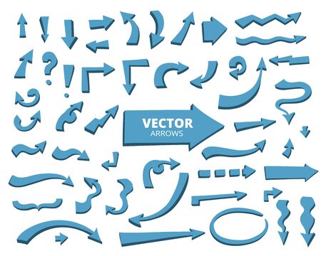 Set of cartoon arrows. Hand drawn design elements isolated on whのイラスト素材