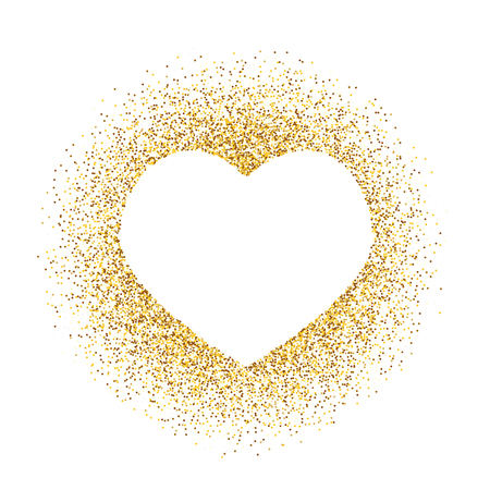 Golden glitter heart frame with space for text.のイラスト素材