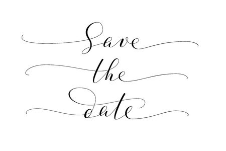 Save the date words, hand written custom calligraphy isolated on white.のイラスト素材