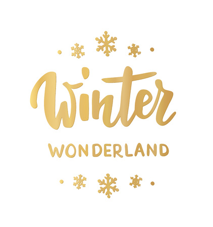 Winter wonderland card. Hand drawn lettering. For Christmas and New Year banners, posters, gift tags and labels.のイラスト素材