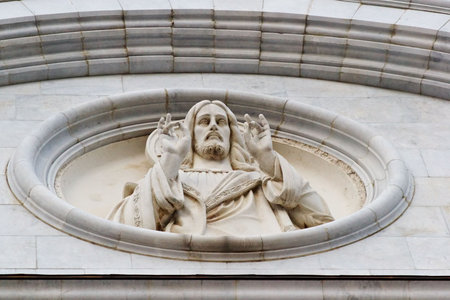 Fragment of external furniture of a Christian temple of the Christ of the Savior in Moscowの写真素材