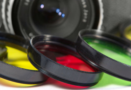 Set of creative and conversion filters for SLR cameraの写真素材