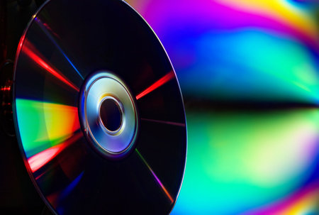 Reflections of polarized light on a surface of a diskの写真素材