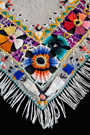 The cloth embroidered by a mouline threadの写真素材