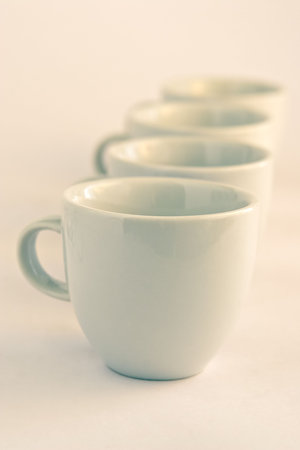 Line of cups backgroundの写真素材