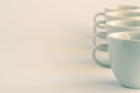 Line of cups backgroundの写真素材