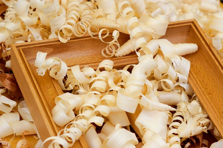 Fresh shaving in a design workshopの写真素材