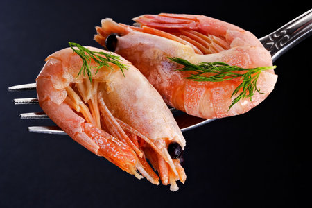 Shrimps on a plug-easy snack from seafoods with delicate tasteの写真素材