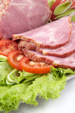 Plate with snack from bacon-laying of a celebratory tableの写真素材